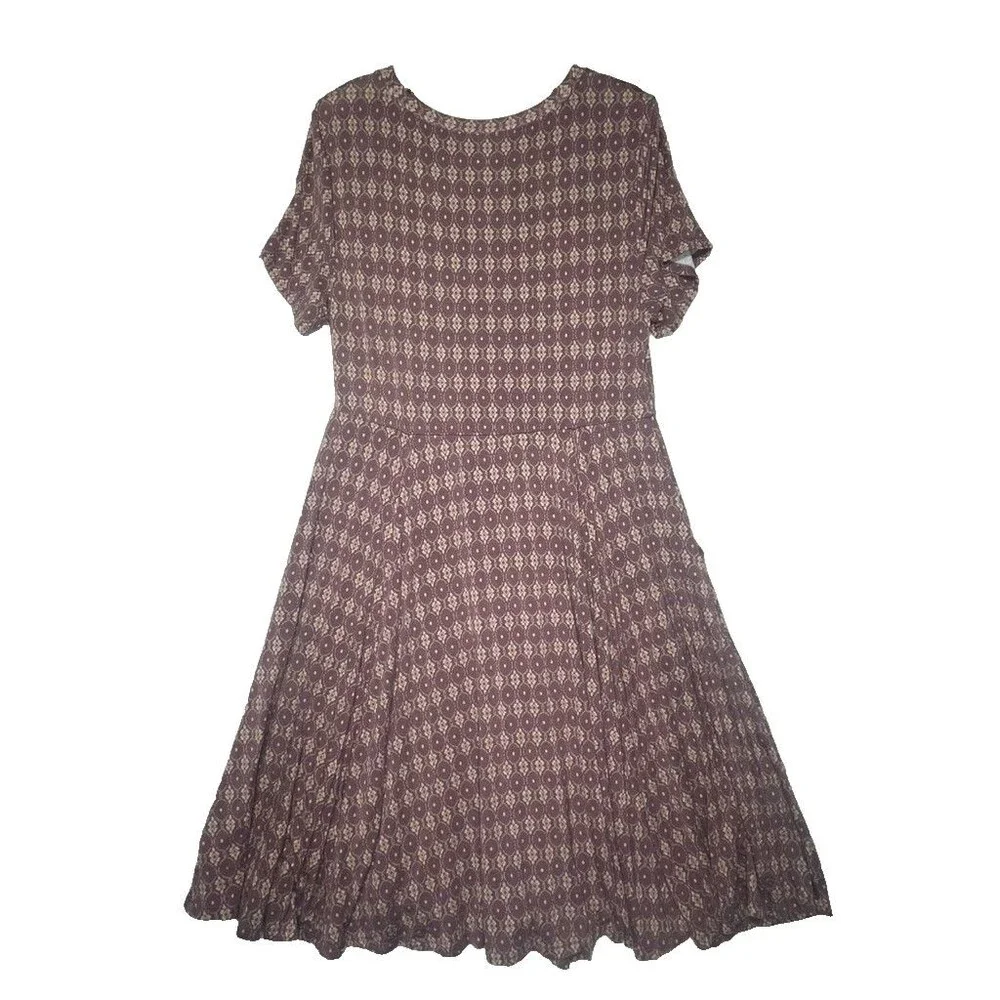 Torrid Mauve Pink Aztec print Waist Overlap Midi Dress Short Sleeve Size L - Picture 7 of 11